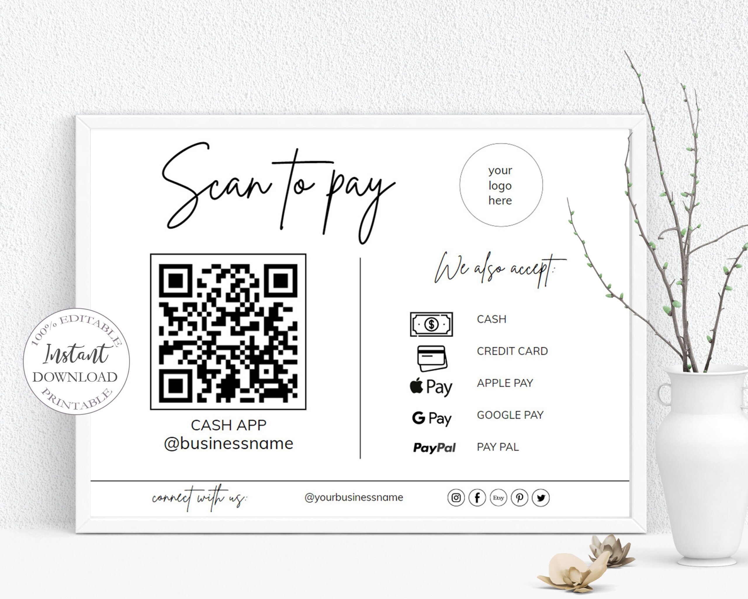 Printable Credit Card Black And White Design Editable