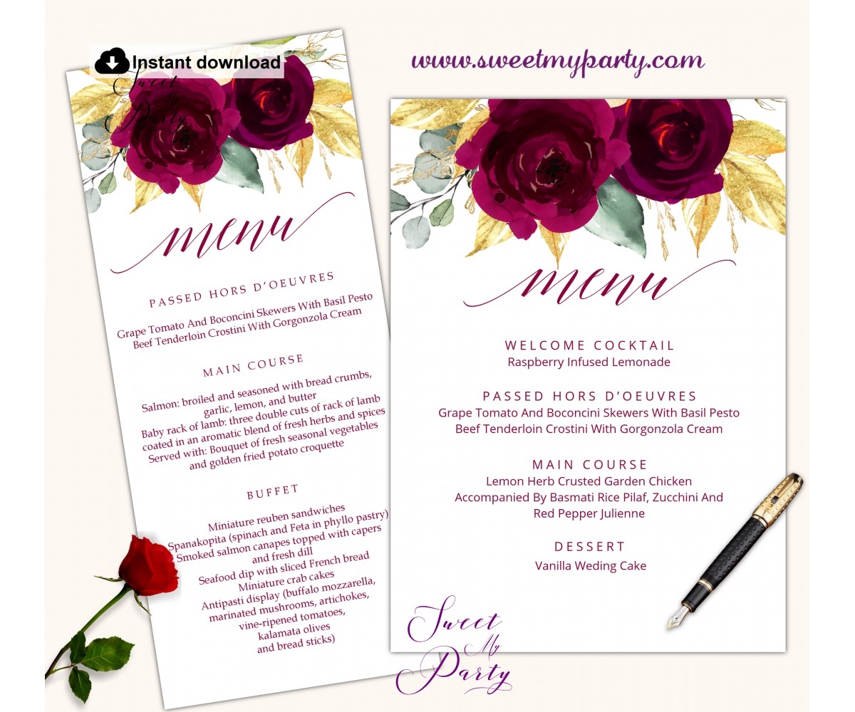 Wedding Menu Card Template wedding Menus Cards tea Length Menu Template wedding Reception Menu wedding Menu Card Printing printable Wedding Menu Ideas menu For Wedding Reception menu Cards Template wedding Program sweetmyparty
