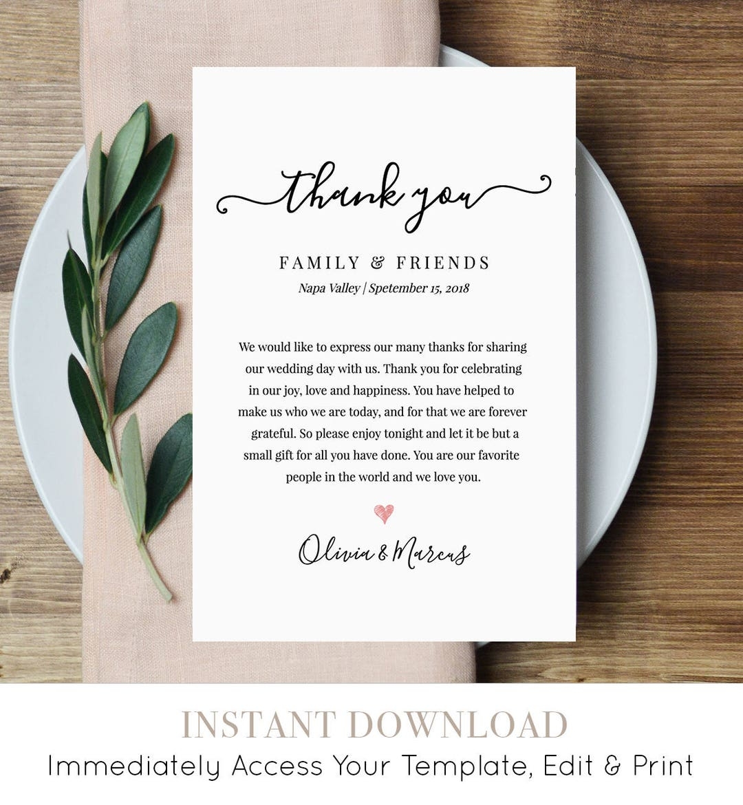 Editable And Printable Wedding Photo Thank You For Your Wedding Gift
