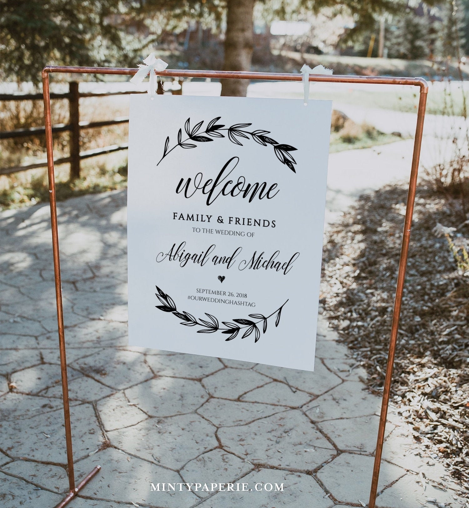 Wedding Welcome Sign Template Printable Poster 100 Editable Instant Download Rustic Laurels Calligraphy DIY 18x24 24x36 023 106LS