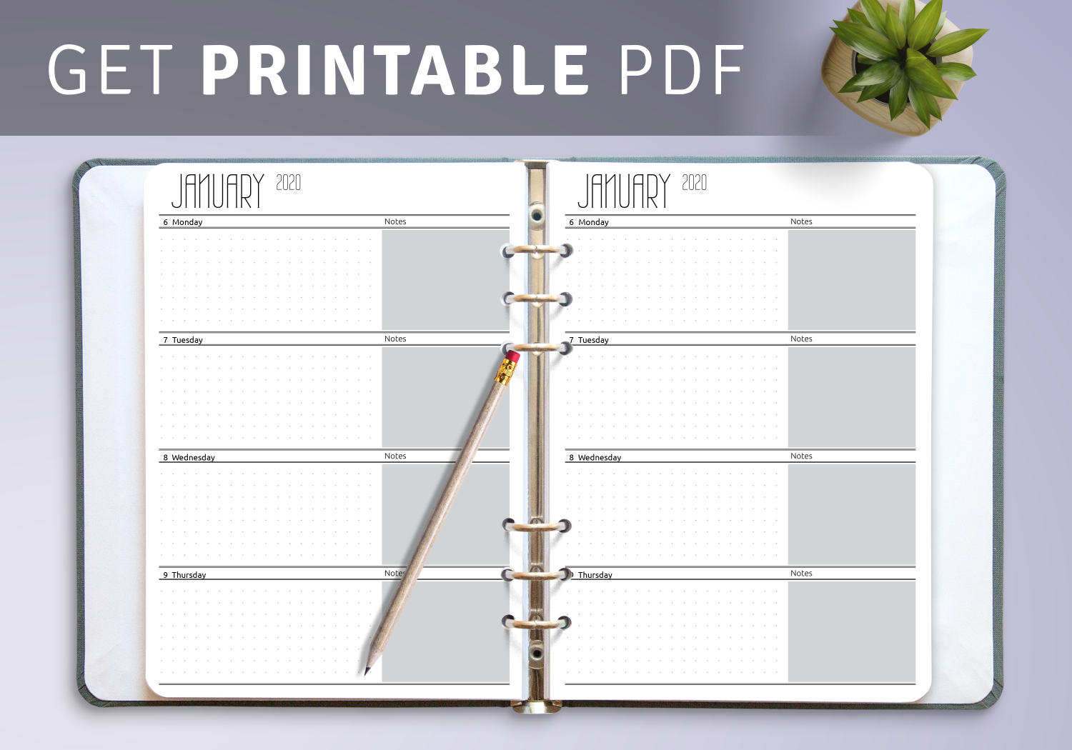 Week On Two Pages Planner Templates Download PDF