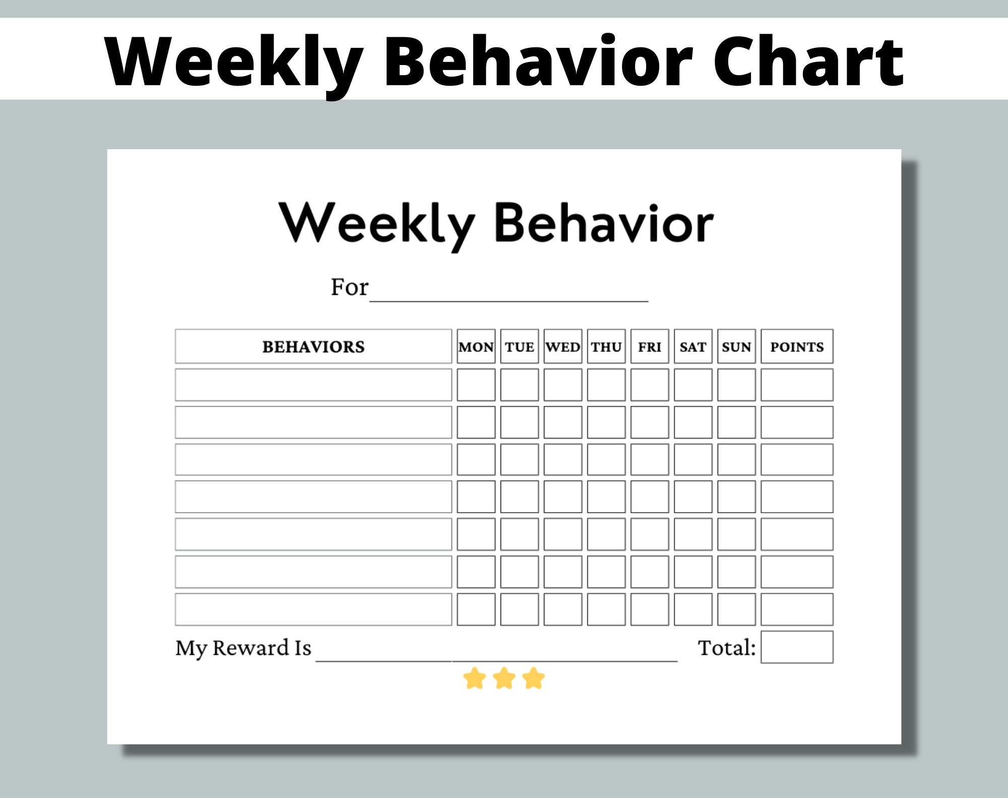 Printable Editable Behavior Charts