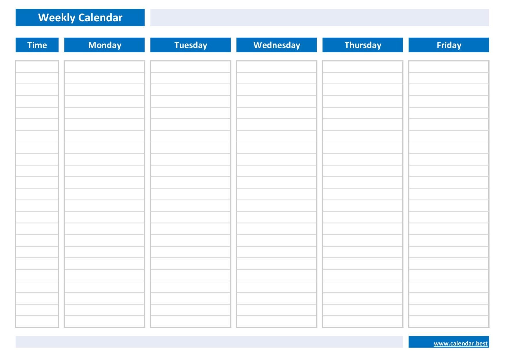 Printable Editable Weekly Calendar
