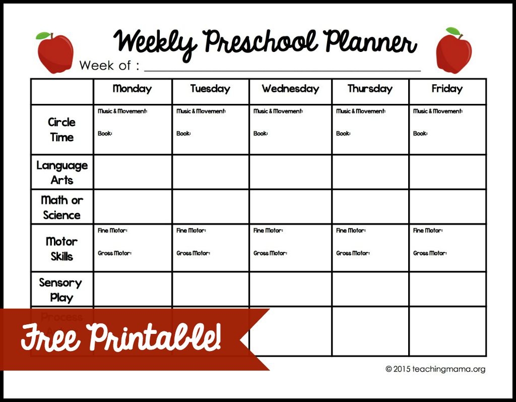 Weekly Lesson Plan Template For Preschool Lessons Worksheets And Activities
