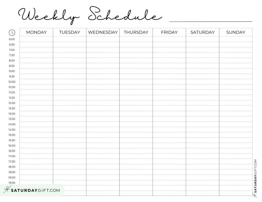 Printable And Editable Schudual