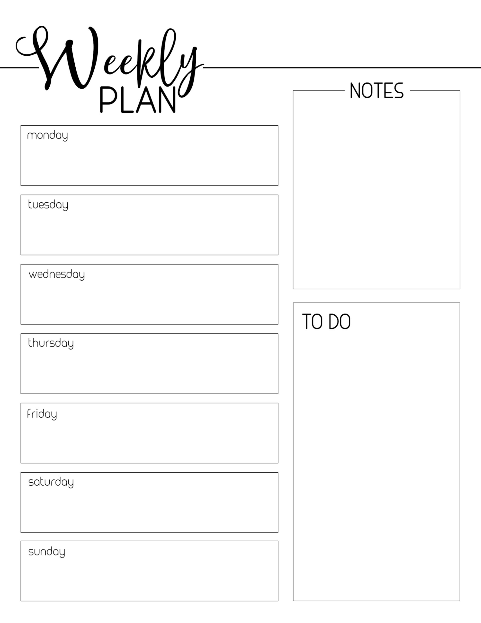Weekly Planner Printable Editable