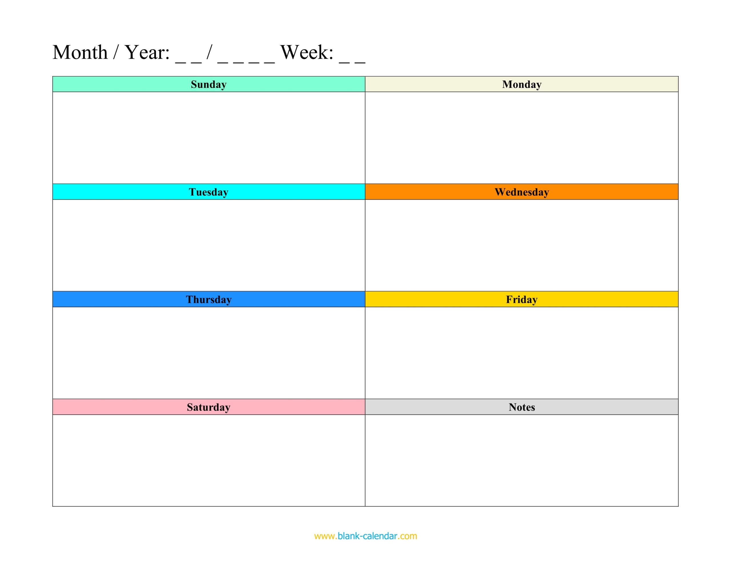 Editable Printable Weekly Calendar