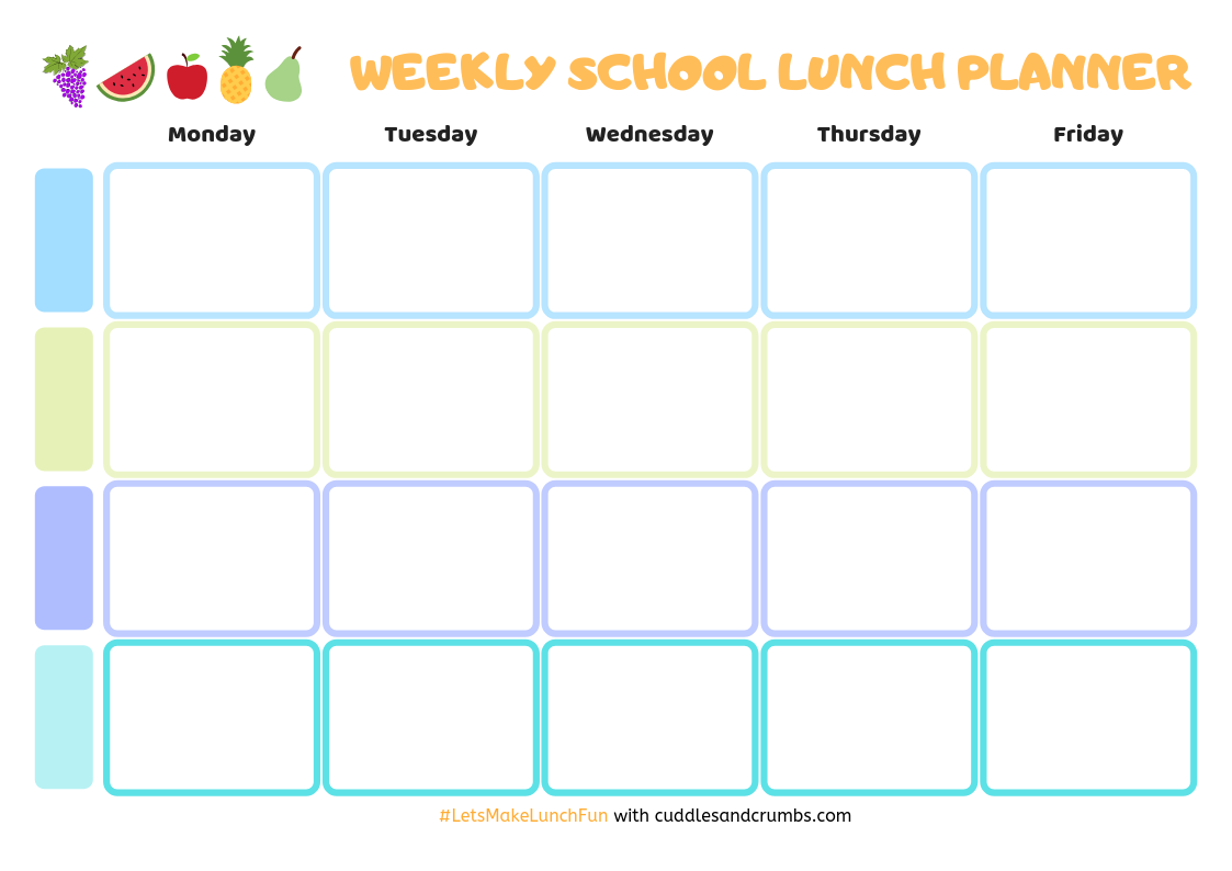 Weekly School Lunch Planner V2 Cuddles And Crumbs