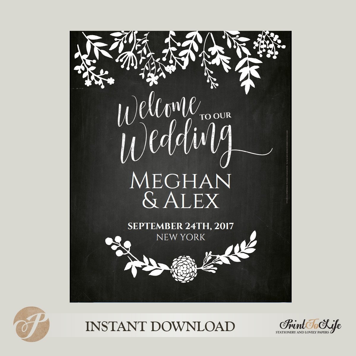 Editable Printable Chalkboard Wedding Signs