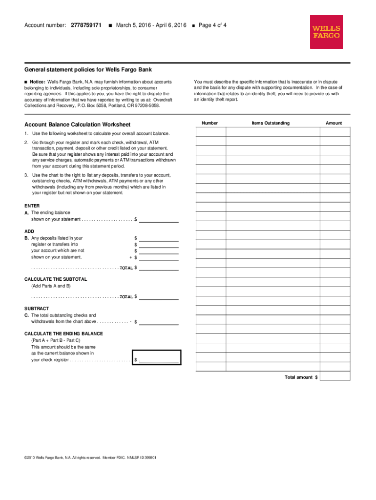 Wells Fargo Bank Statement Download Fill Online Printable Fillable Blank PdfFiller