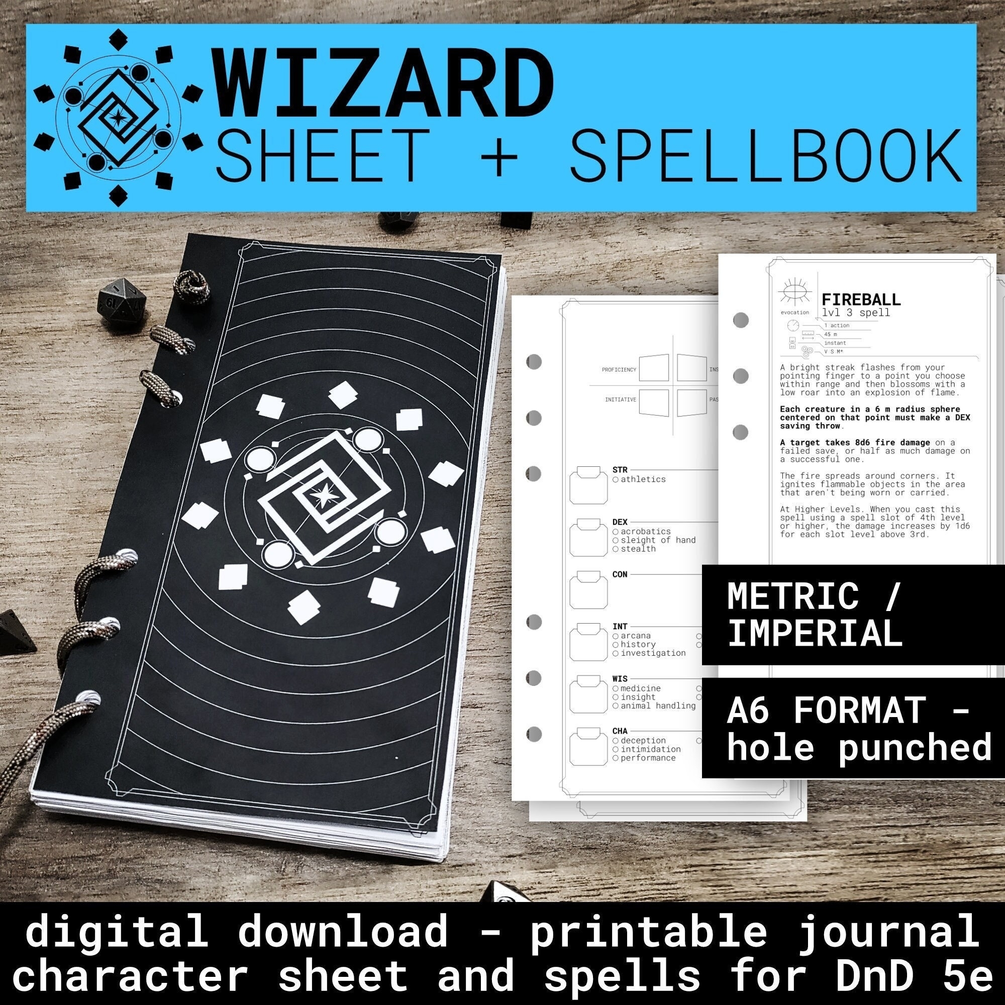 WIZARD Character Sheet And Spell Book For Dnd 5e Form Fillable Pdfs And SVG Included Dungeons And Dragons D D Printable Spellbook Etsy