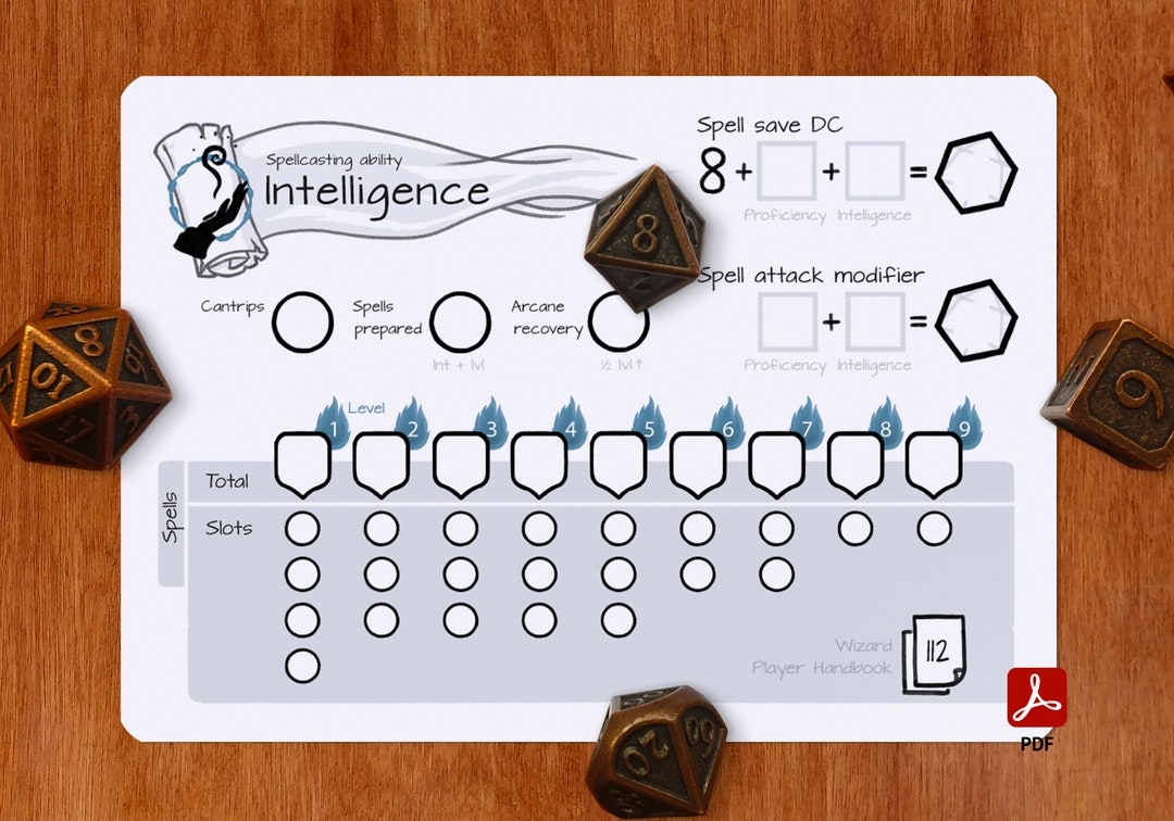 Wizard Spell Slot Tracker Dnd 5e PDF Etsy