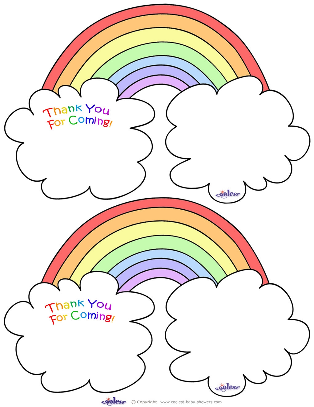 Worded Printable Rainbow Thank You Cards Coolest Free Printables Worksheets Library