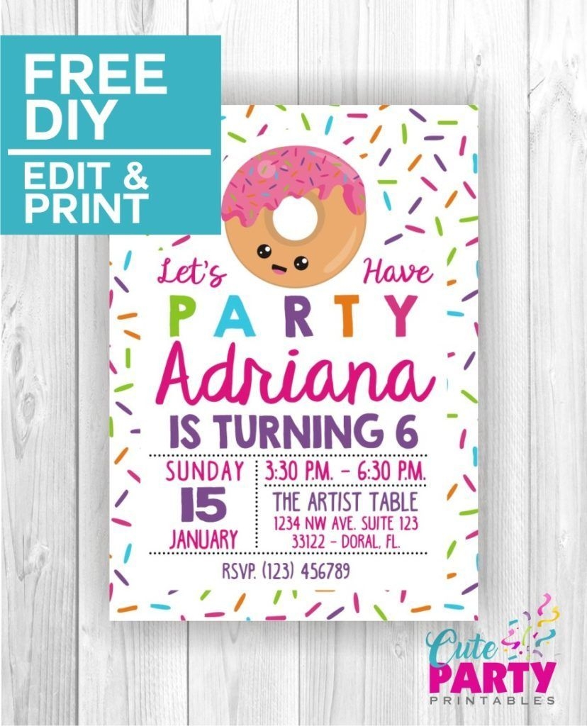 Donuts Party Invite Editable Printable