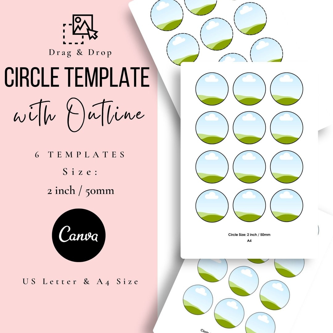 2 Inch Circle Template Bundle Canva Editable Tags Label Template 8 5 X 11 Inch A4 Frame Mockup Drag And Drop Canva Circle Frame Etsy
