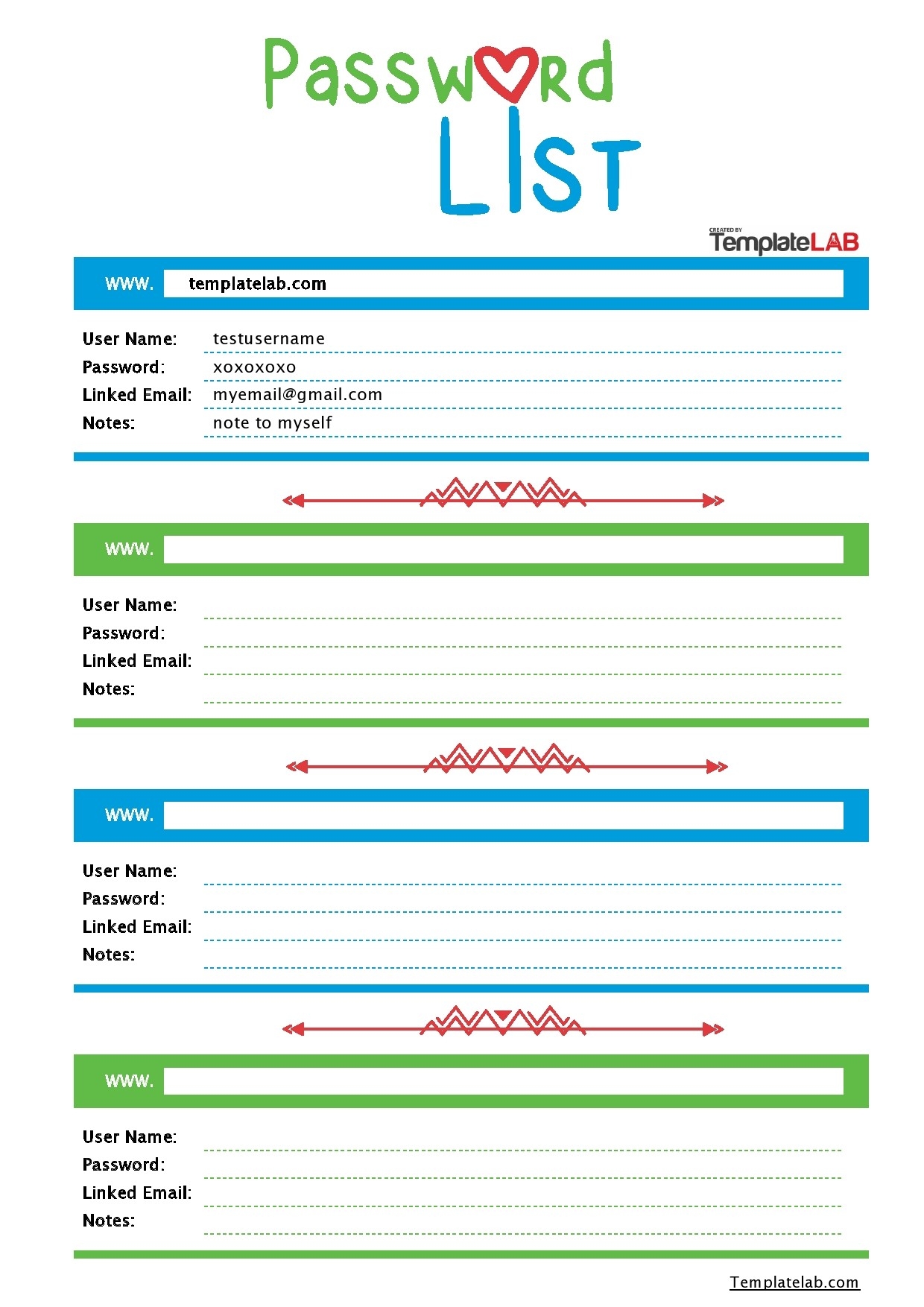 20 Best Password List Templates Word Excel PDF TemplateLab