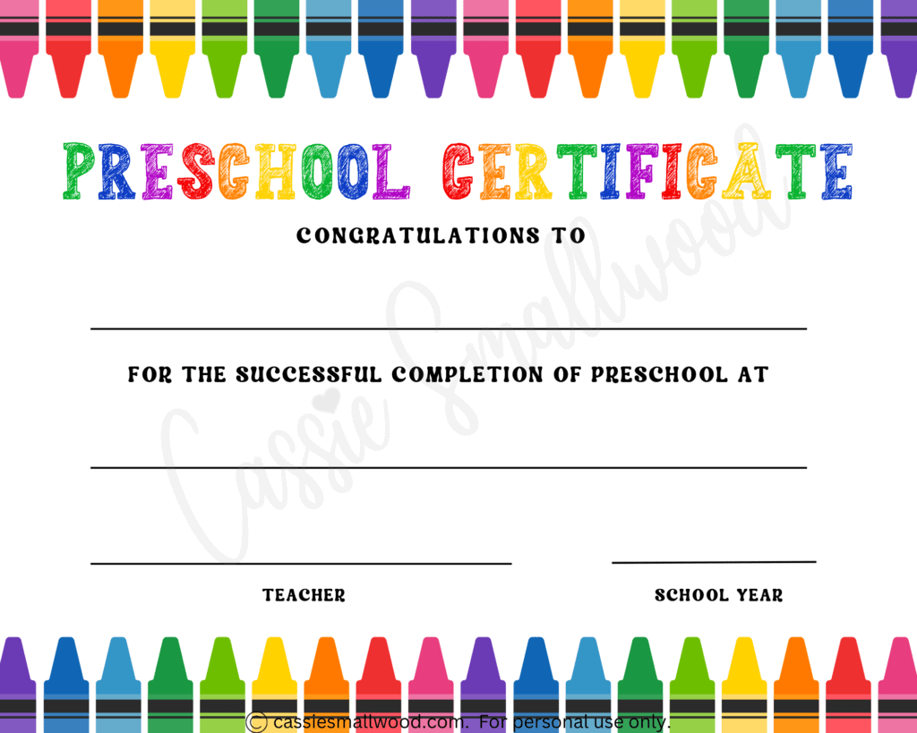Free Printable Editable Preschool Graduation Certificates Templates