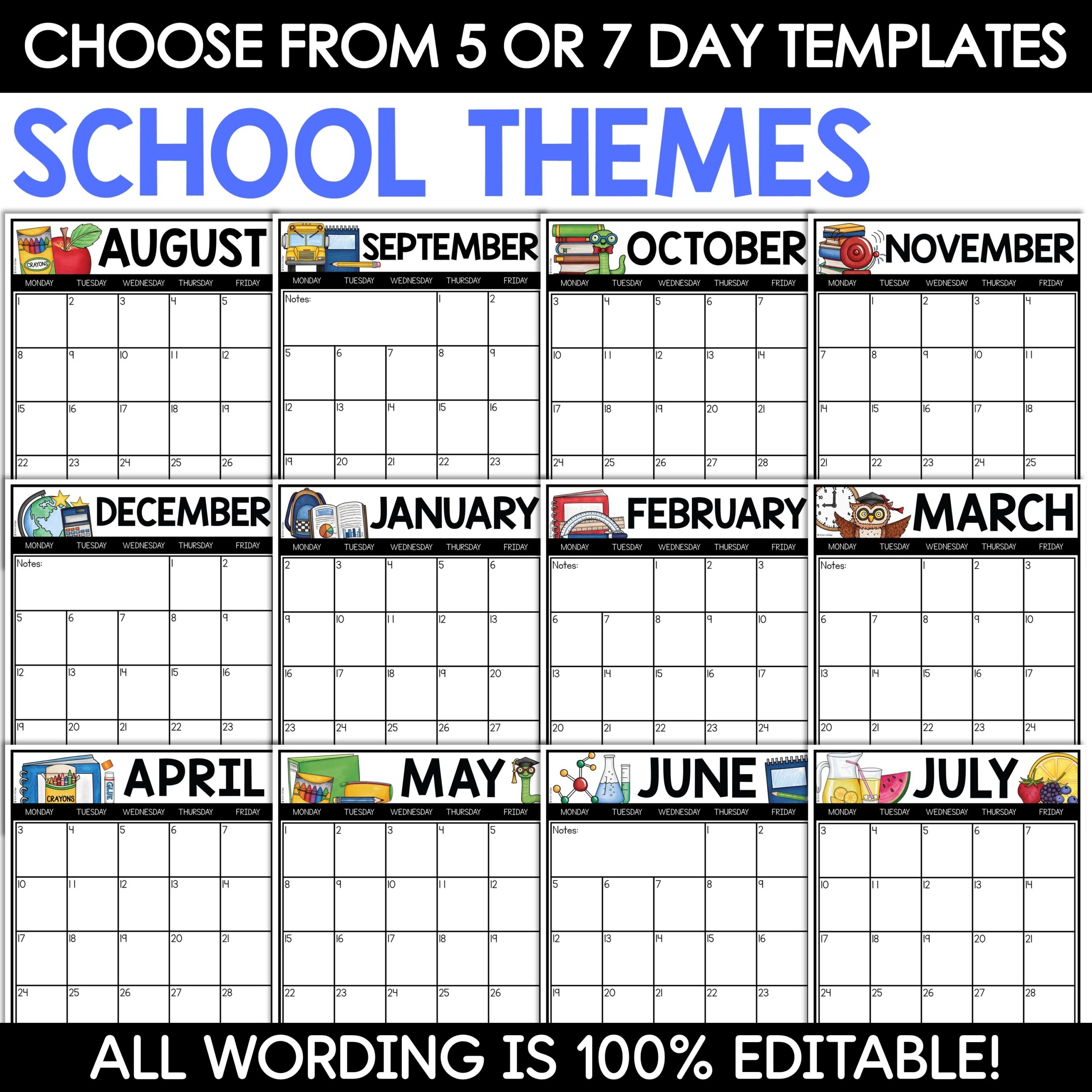 Quick Edit Printable Calendar