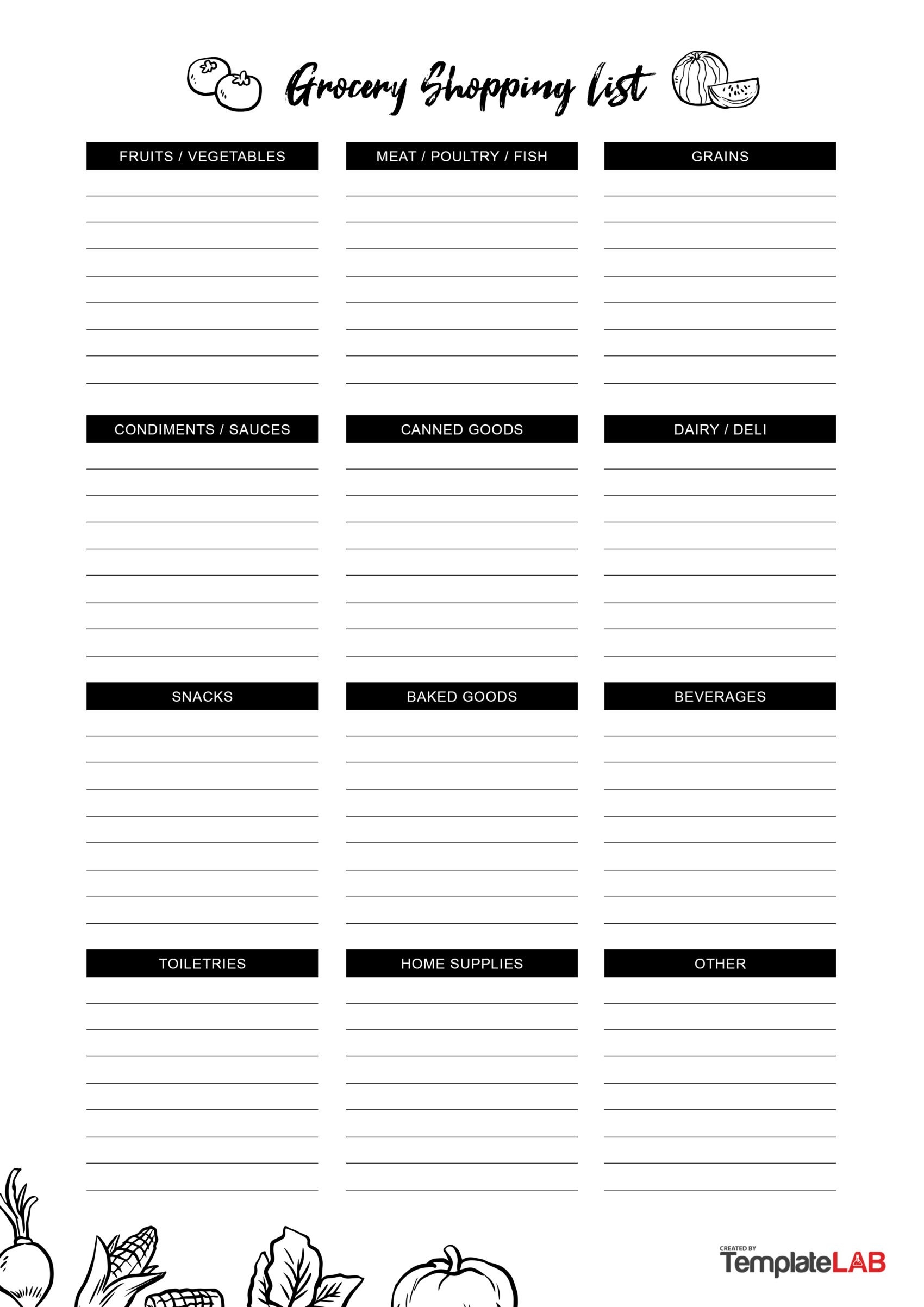 Free Printable Editable Grocery List