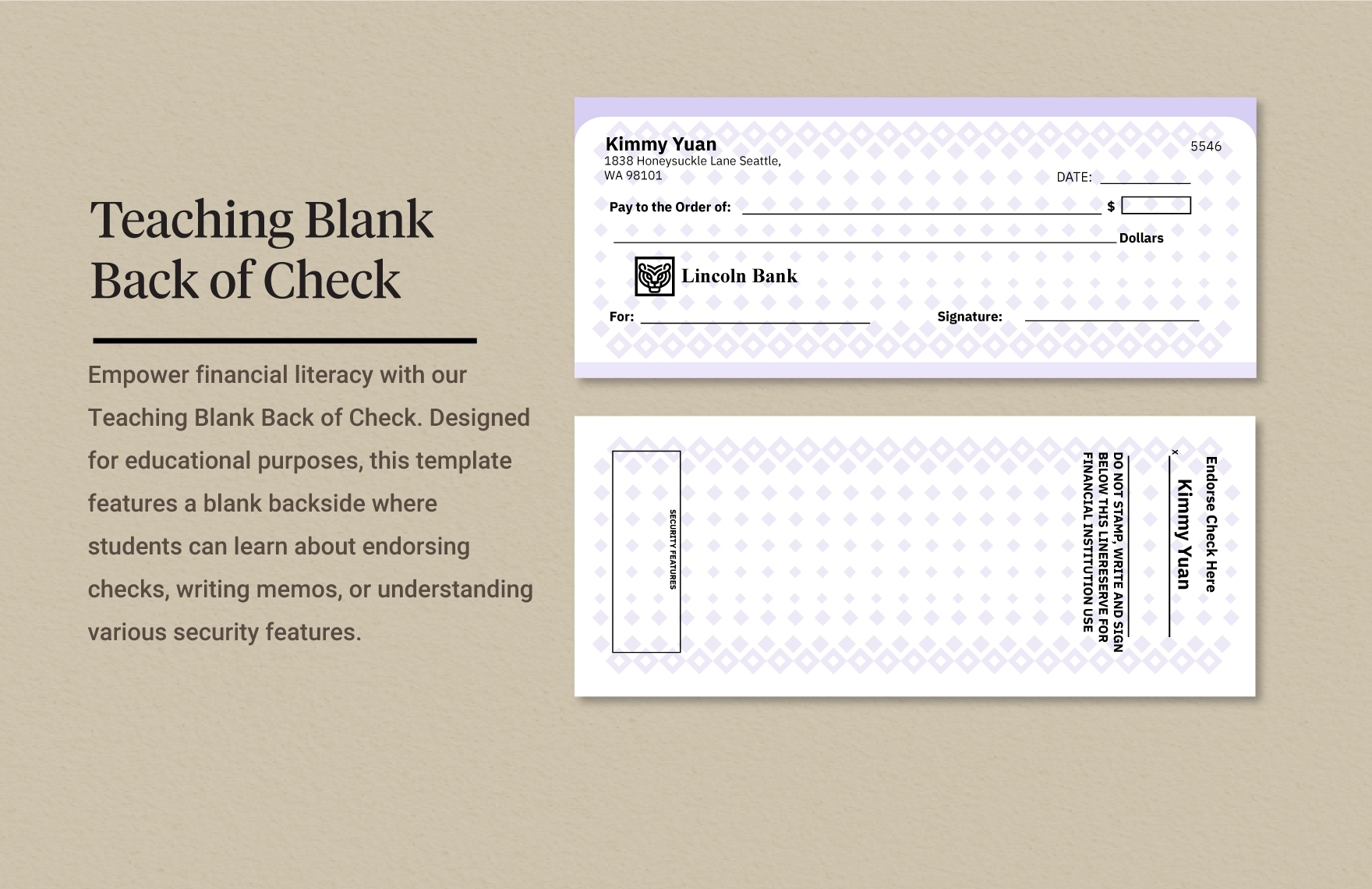 Printable Editable Security Feature Free Check File