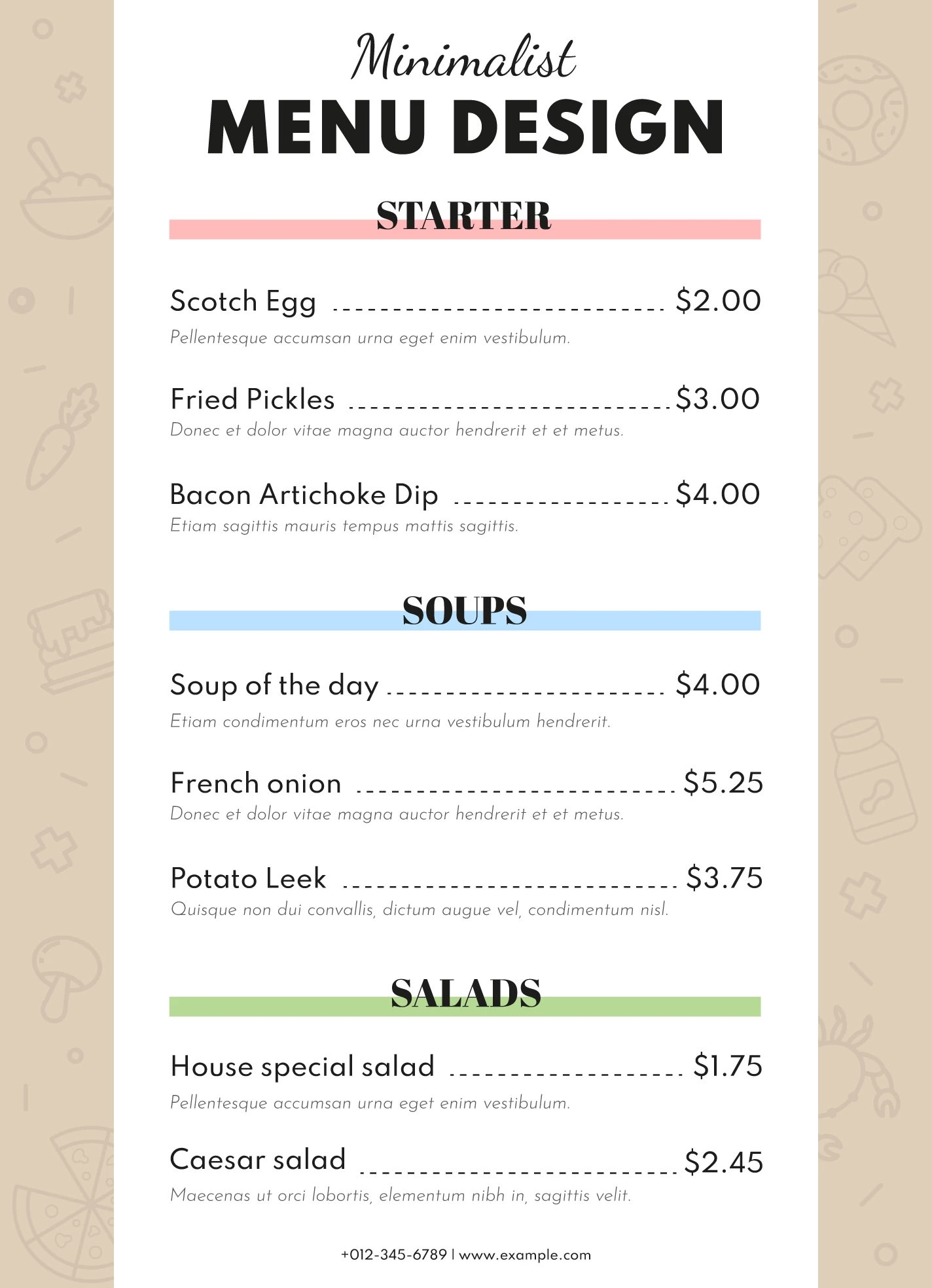 Easy Restaurant Menu Maker Editable & Printable