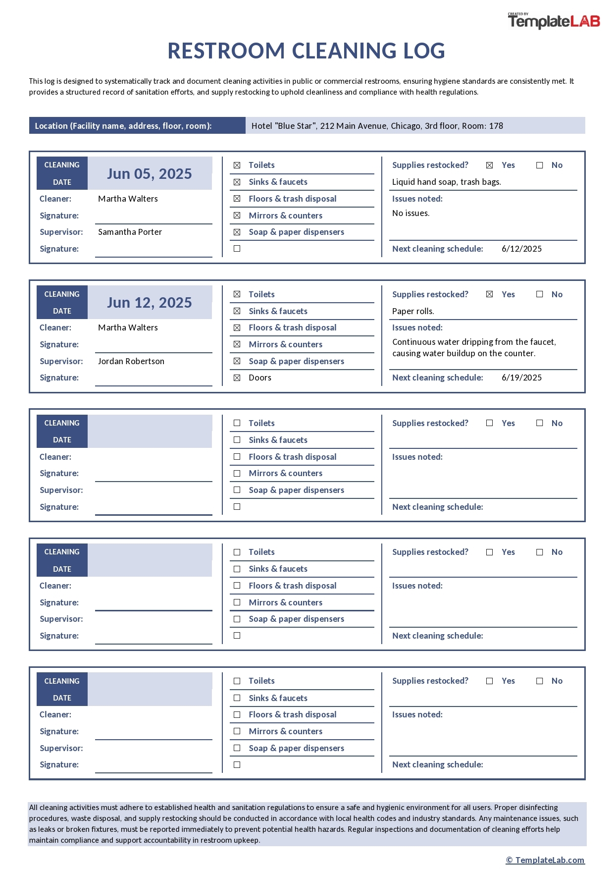42 Printable Bathroom Cleaning Checklists Word PDF Excel 