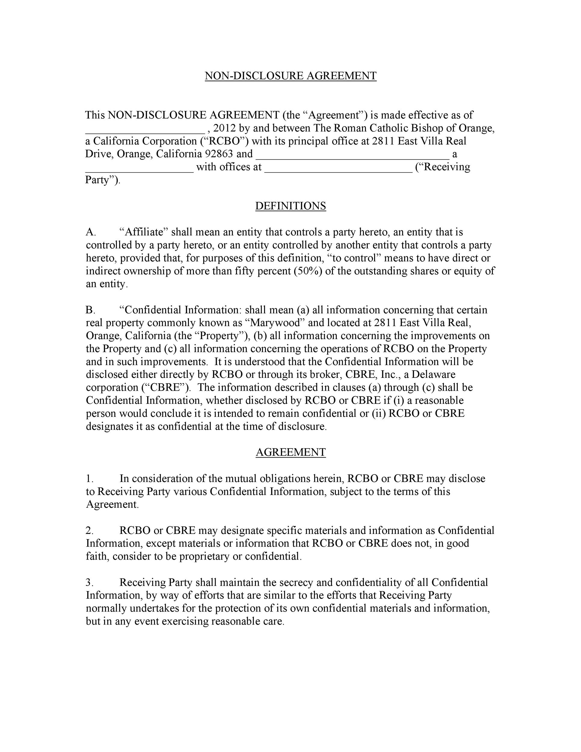 Printable And Editable Nda Template
