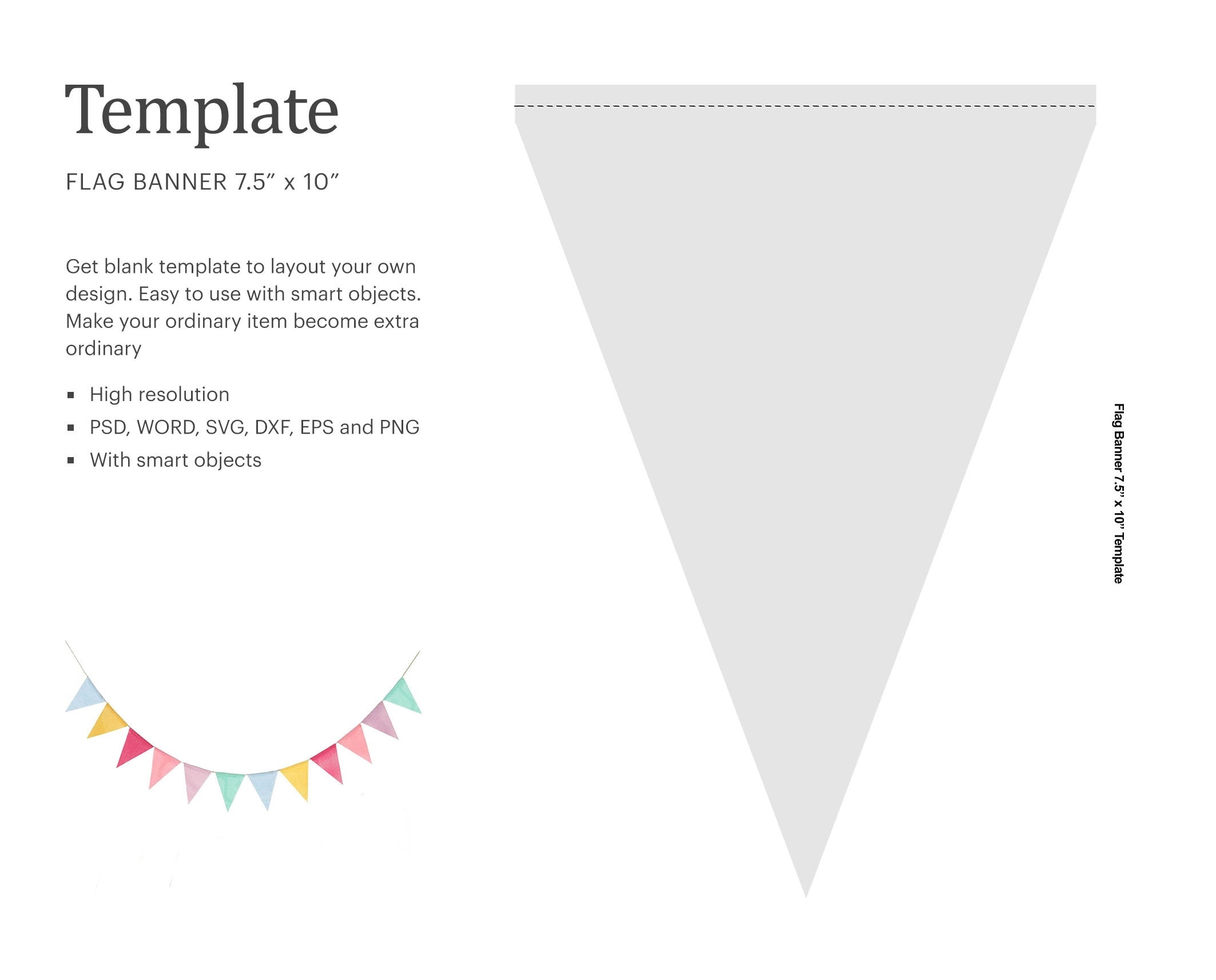 7 5 x10 Flag Banner Template Bunting Template Pennant Template Banner Party Cricut Silhouette Silhouette Studio Paper Size Letter Etsy