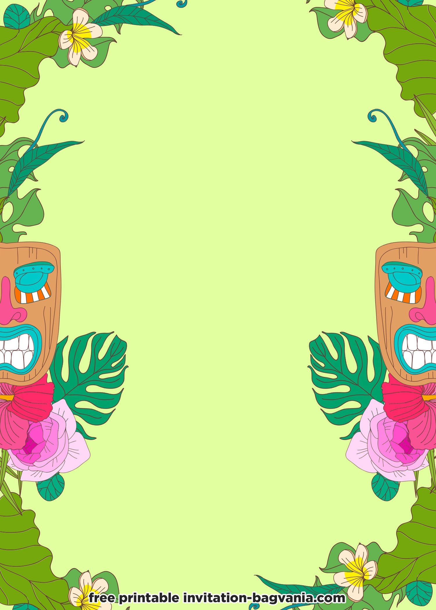 Hawaiian Party Invitations Free Editable Printable