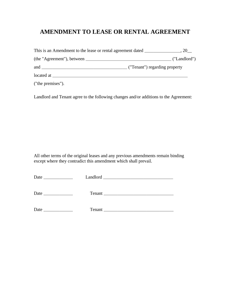 Amendment To Lease Or Rental Agreement Indiana Fill Out Sign Online DocHub