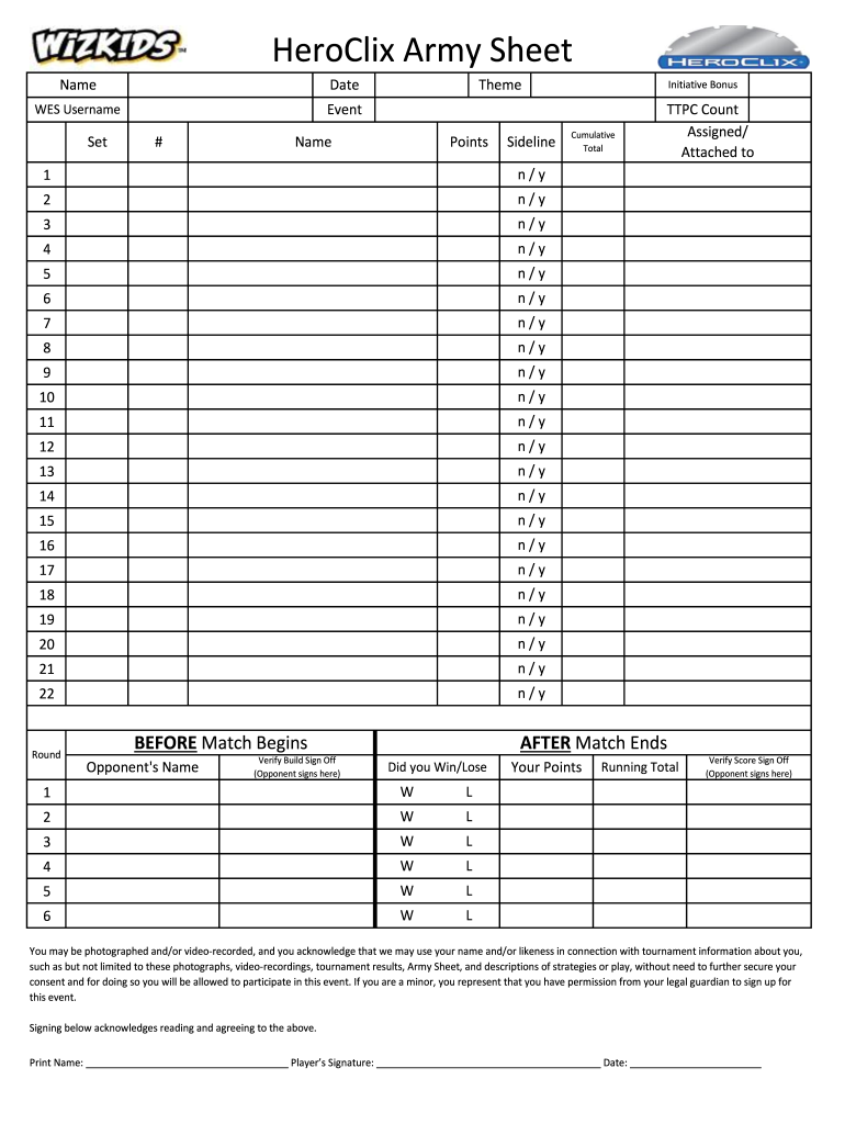 Printable 8th Edition 40k Rostee