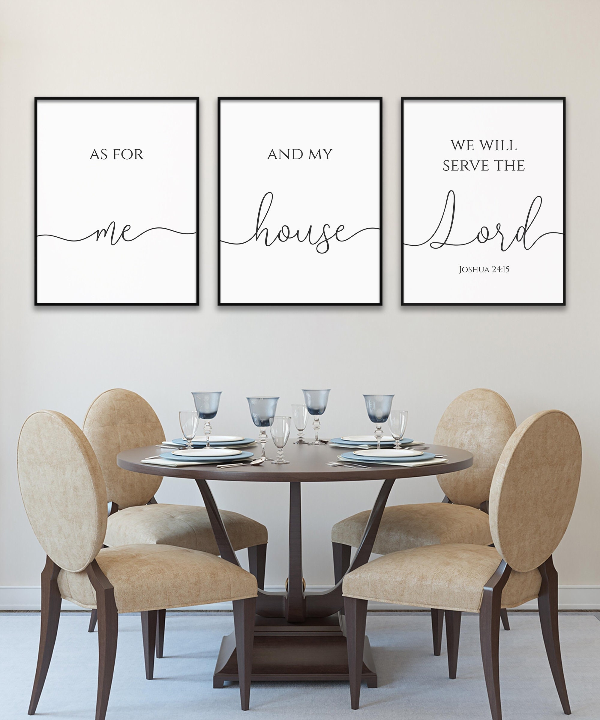 As For Me And My House We Will Serve The Lord Joshua 24 15 Scripture Printable Quote Triptych Bible Verse Prints Christian Wall Decor Etsy Australia