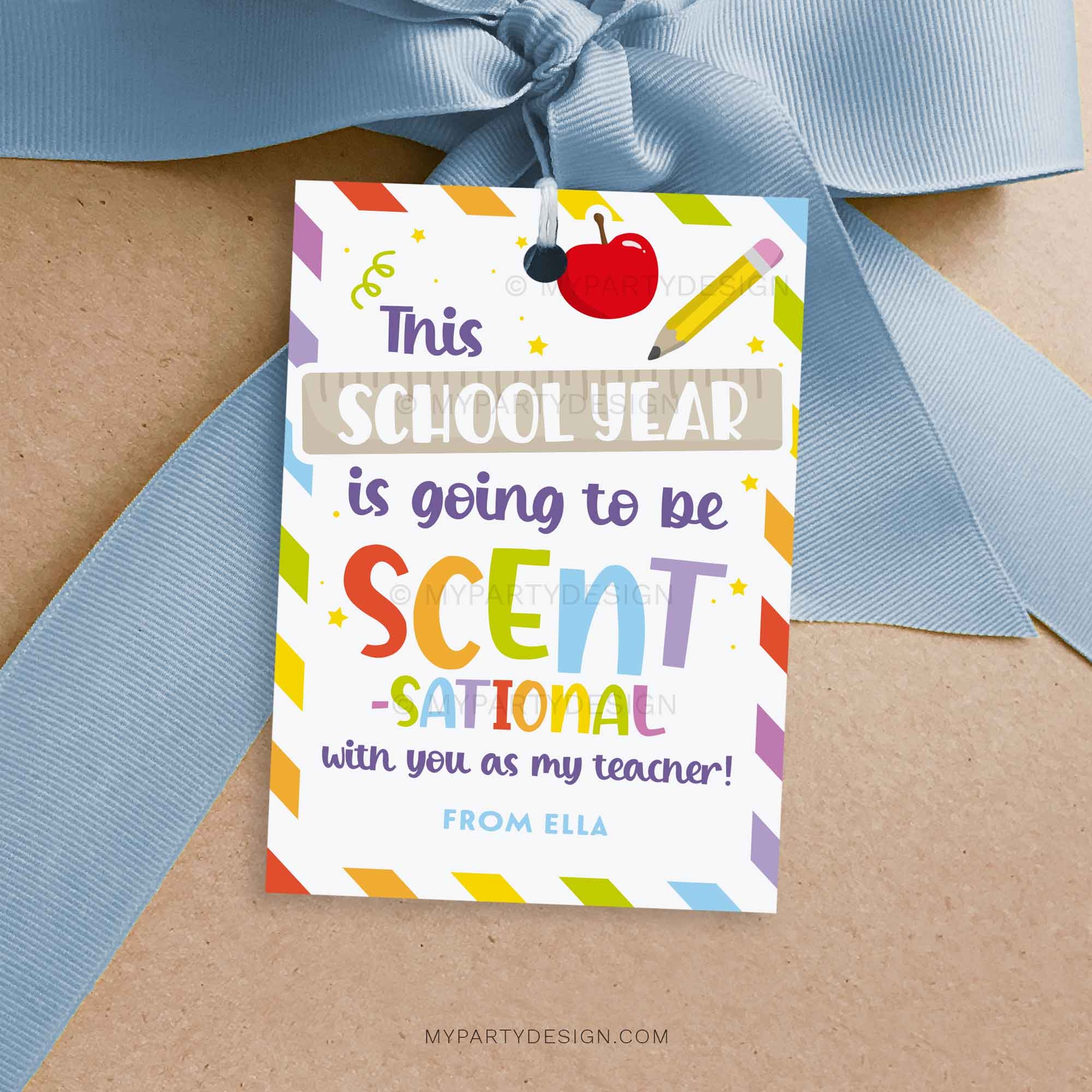 Back To School Scent sational Teacher Gift Tag Printable PDF My Party Design