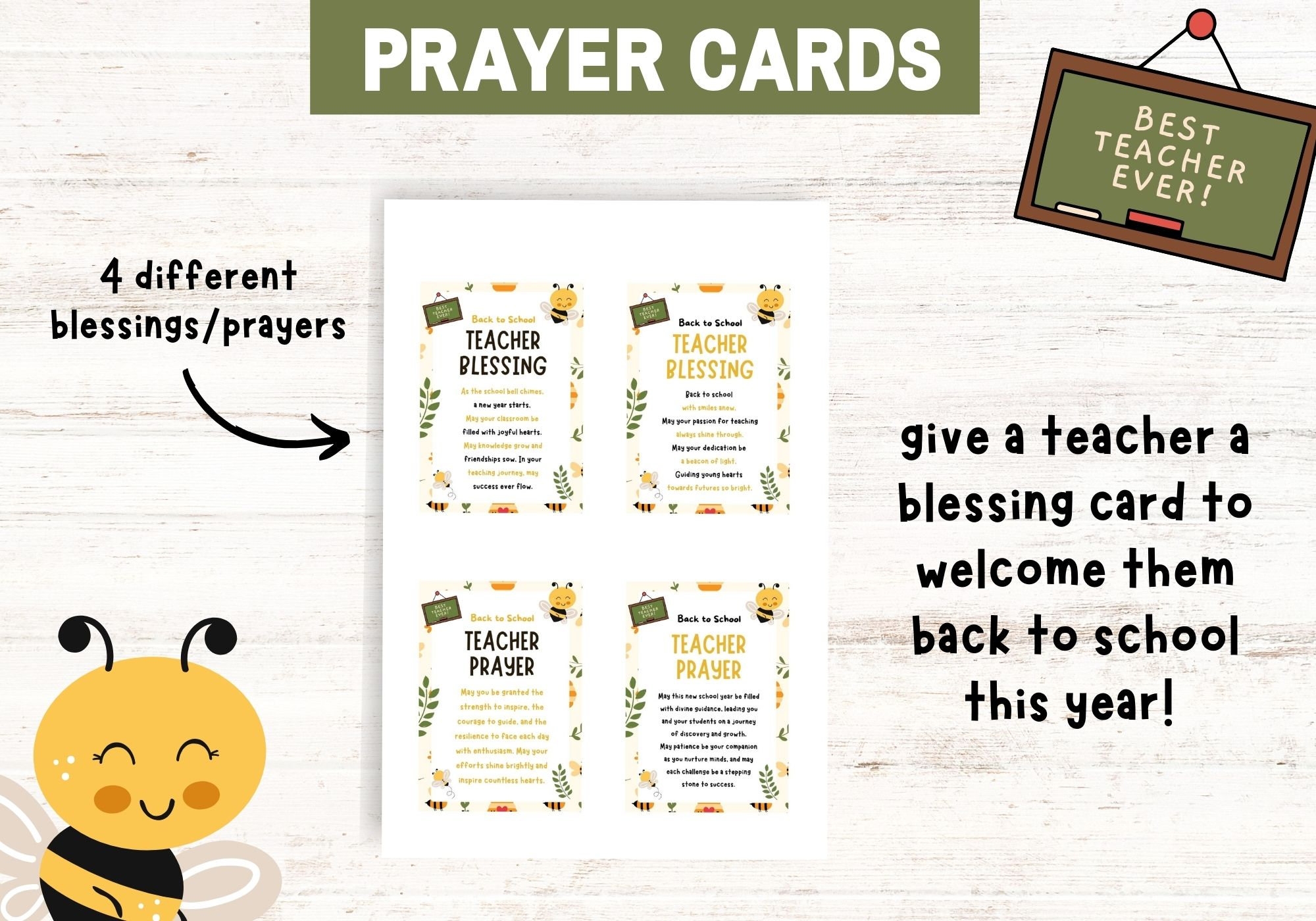 Back To School Teacher Prayer Cards Back To School Prayers For Teacher Teacher Blessings Cards Etsy