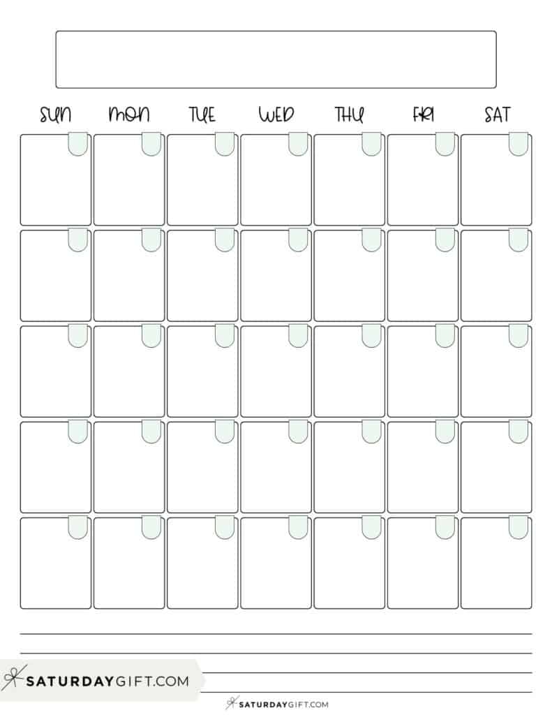 Blank Calendar Templates 29 Cute Free Printables SaturdayGift