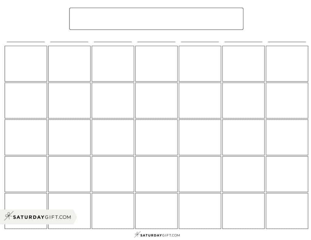 Blank Calendar Templates 29 Cute Free Printables SaturdayGift
