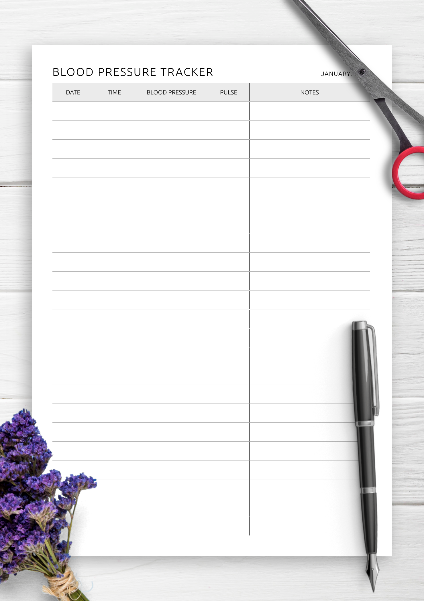 Printable Editable Blood Pressure Graph