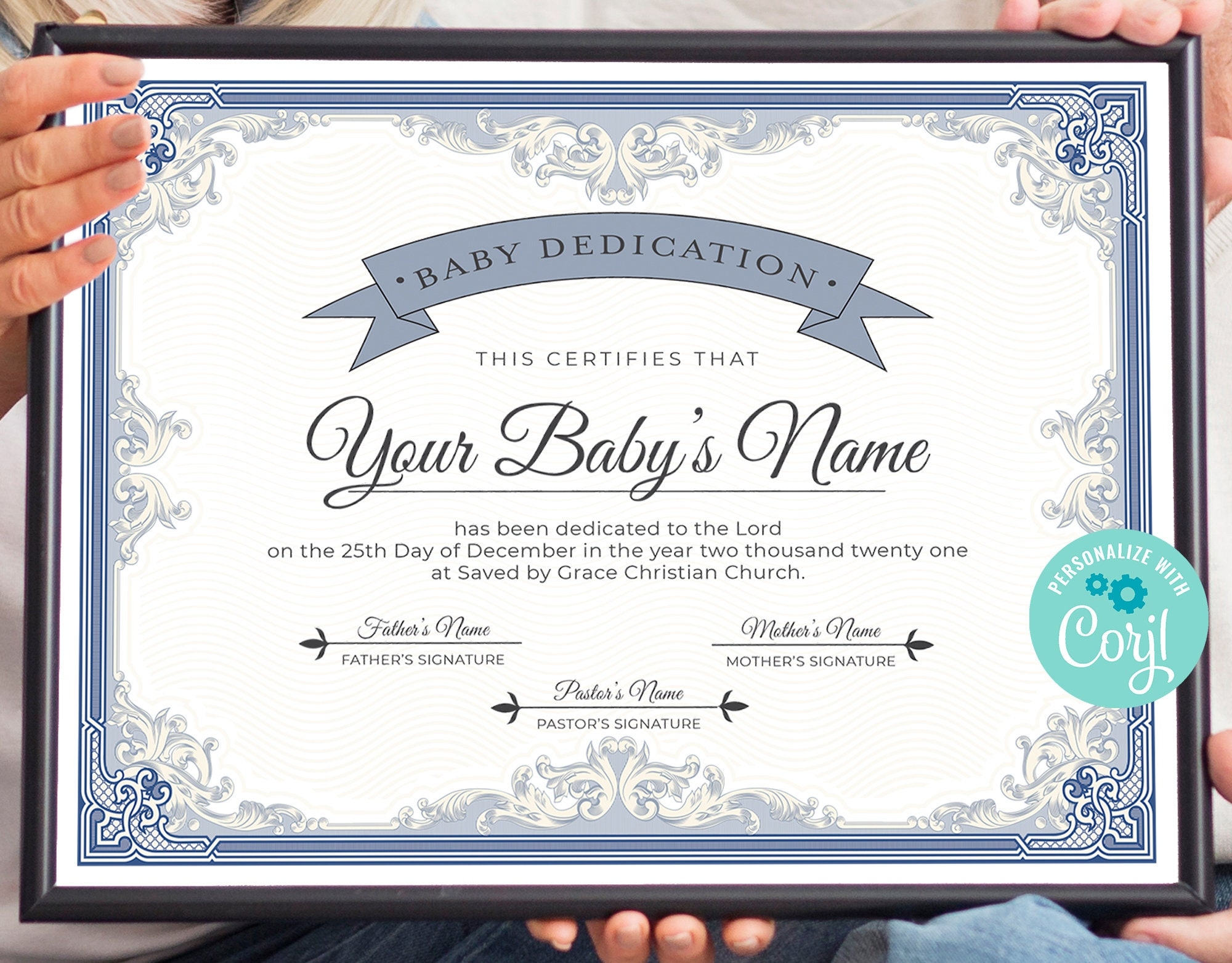 Printable Editable Baby Dedication Certificates