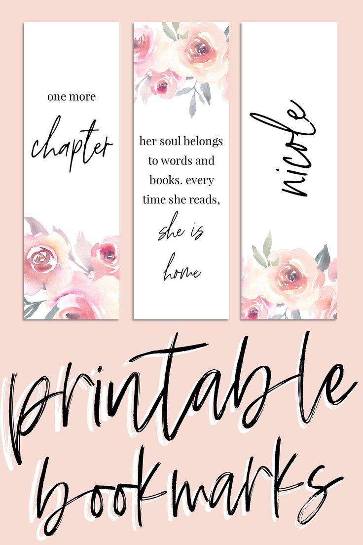 Blush Floral Editable Printable Bookmark Floral Bookmark Printable Bookmark Template Reading Journal Printable Booklover Printable Etsy