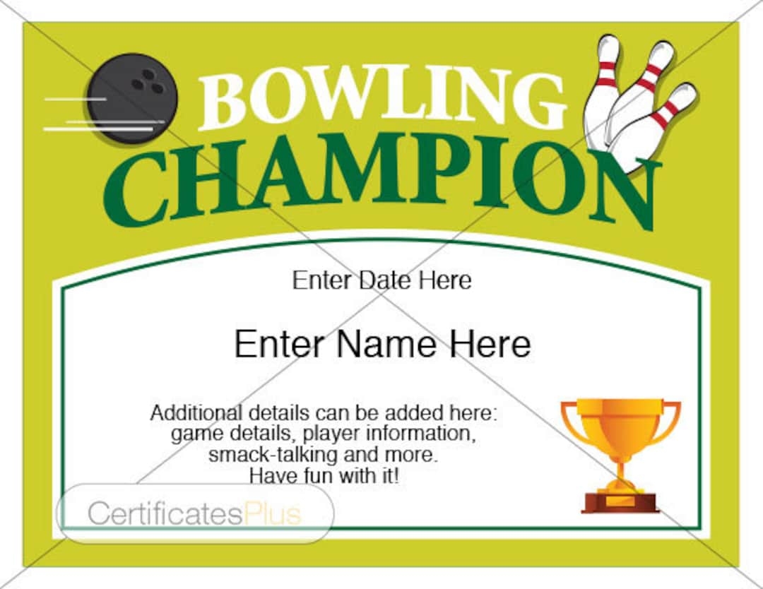 Bowling Certificate Bowling Trophy Bowling Award Bowling Shirt Bowling Award Certificates Bowling Ball Bowling Pin Bowling Templates Etsy New Zealand
