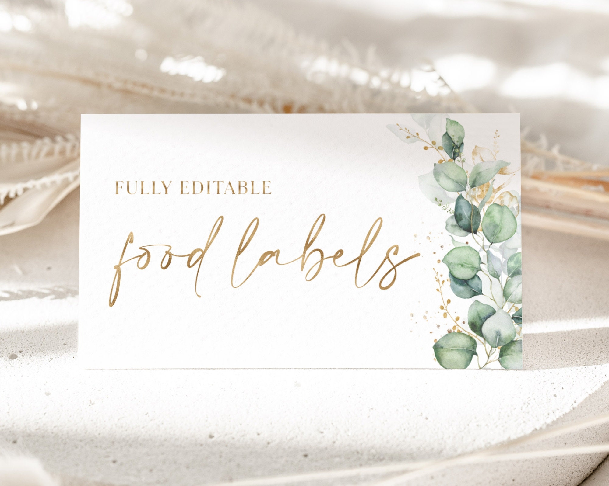 Bridal Shower Food Labels Greenery Food Label Card Food Tent Cards Food Tags Food Labels Folded Food Cards Tented Greenery Gold Food Etsy