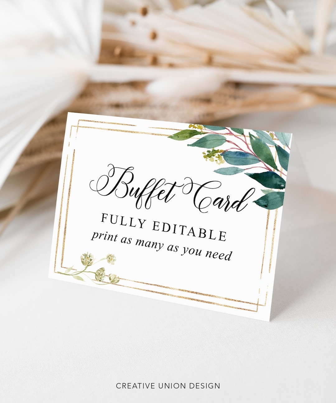 Buffet Food Signs Printable Food Labels Tented Cards Template Greenery Food Stations Editable Food Cards Download Garden Greens Gold Etsy