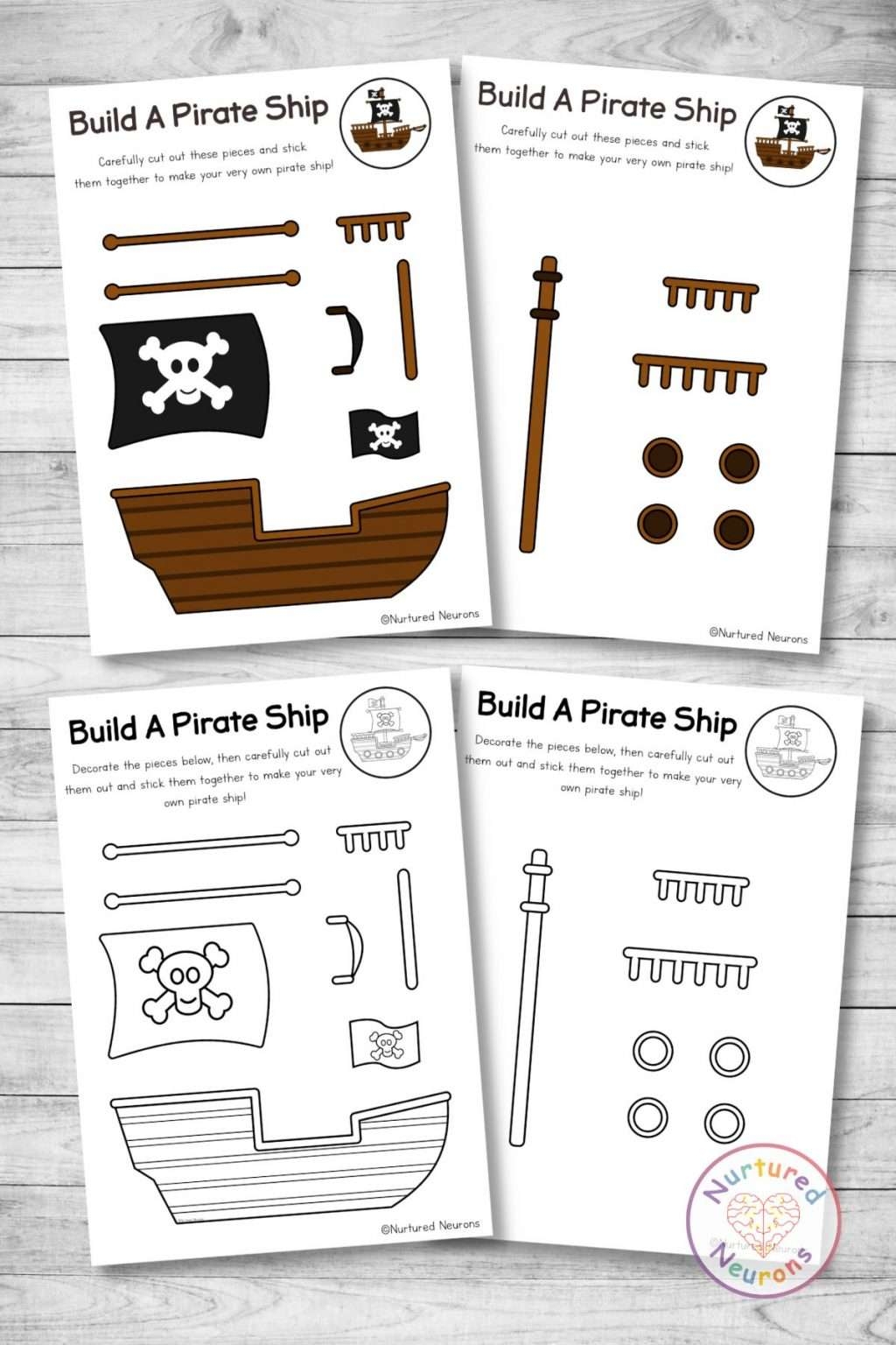 Build A Pirate Ship Craft Printable Paper Templates Nurtured Neurons