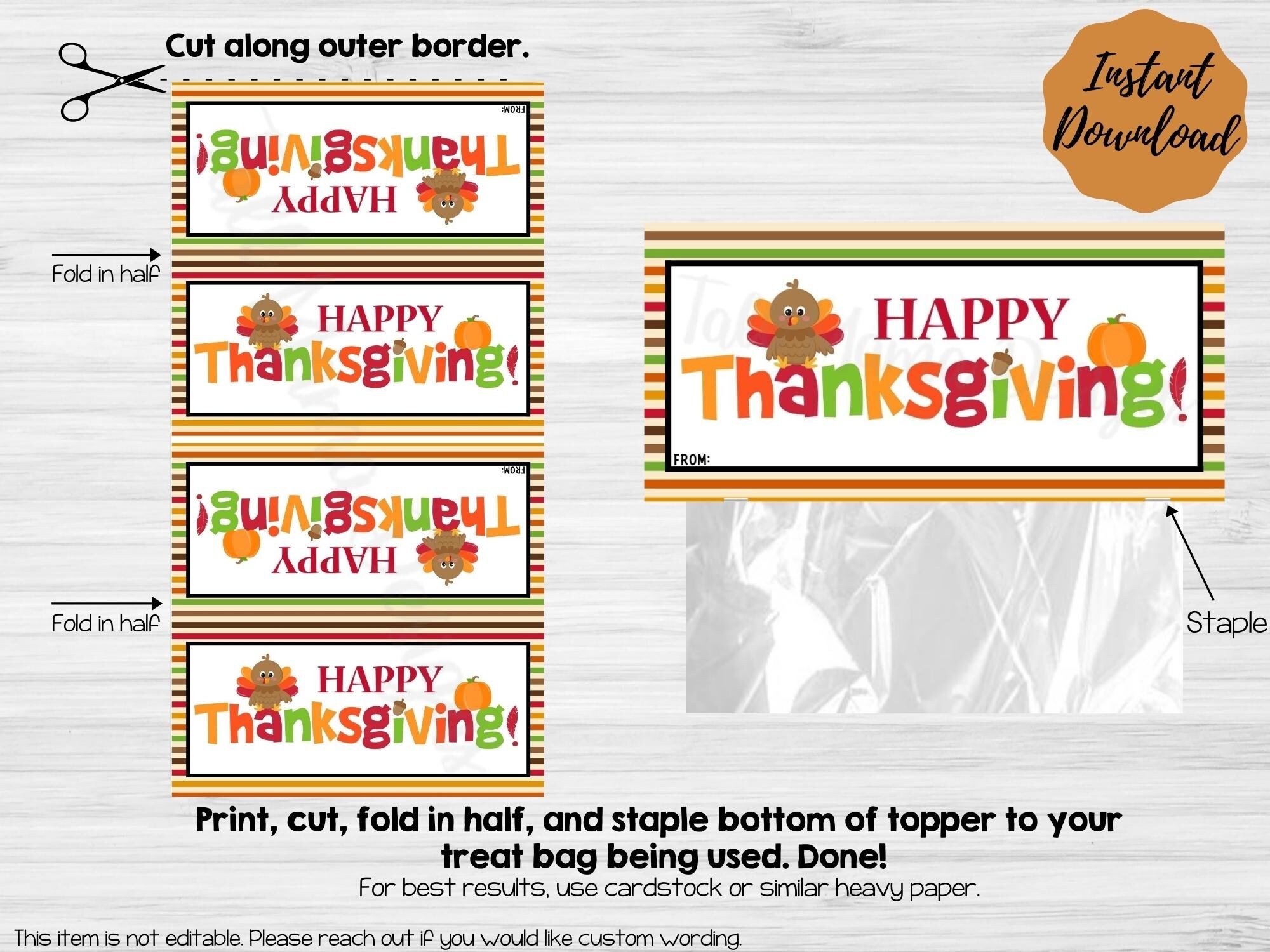 Buy Thankful For You Printable Bag Topper Thanksgiving Treat Bag Topper Thanksgiving Goodie Bag Label Favor Bag Topper Digital Download Online In India Etsy