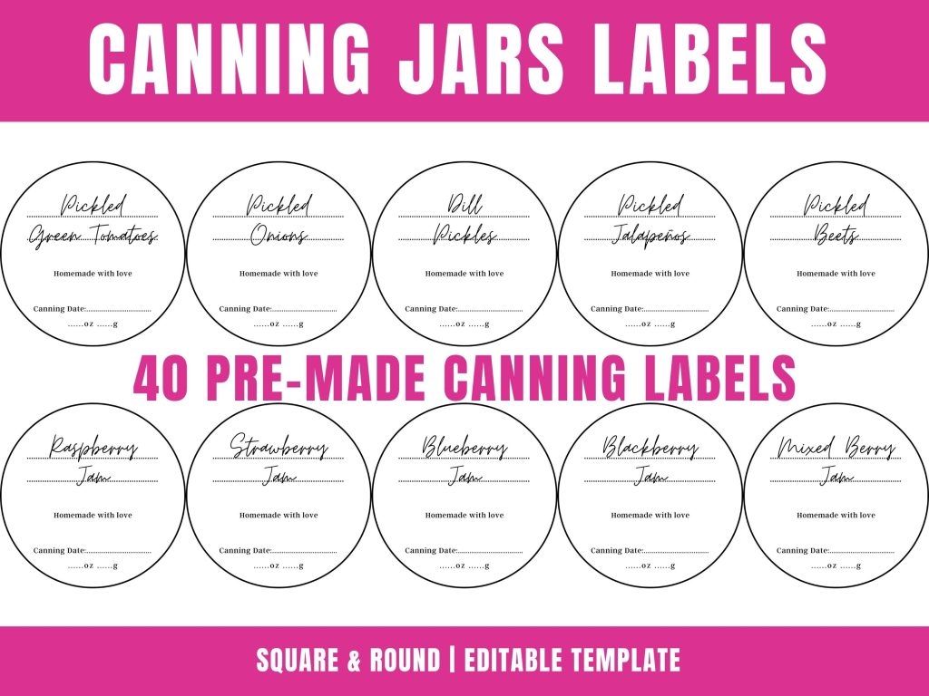 Round Canning Labels Free Printable Editable