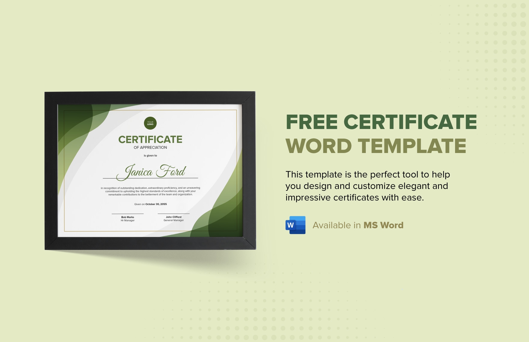 Free Editable Printable Certificate Microsoft Word