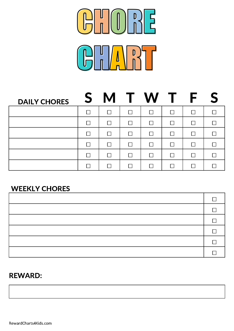 Editable Chore Chart For Kids Printable
