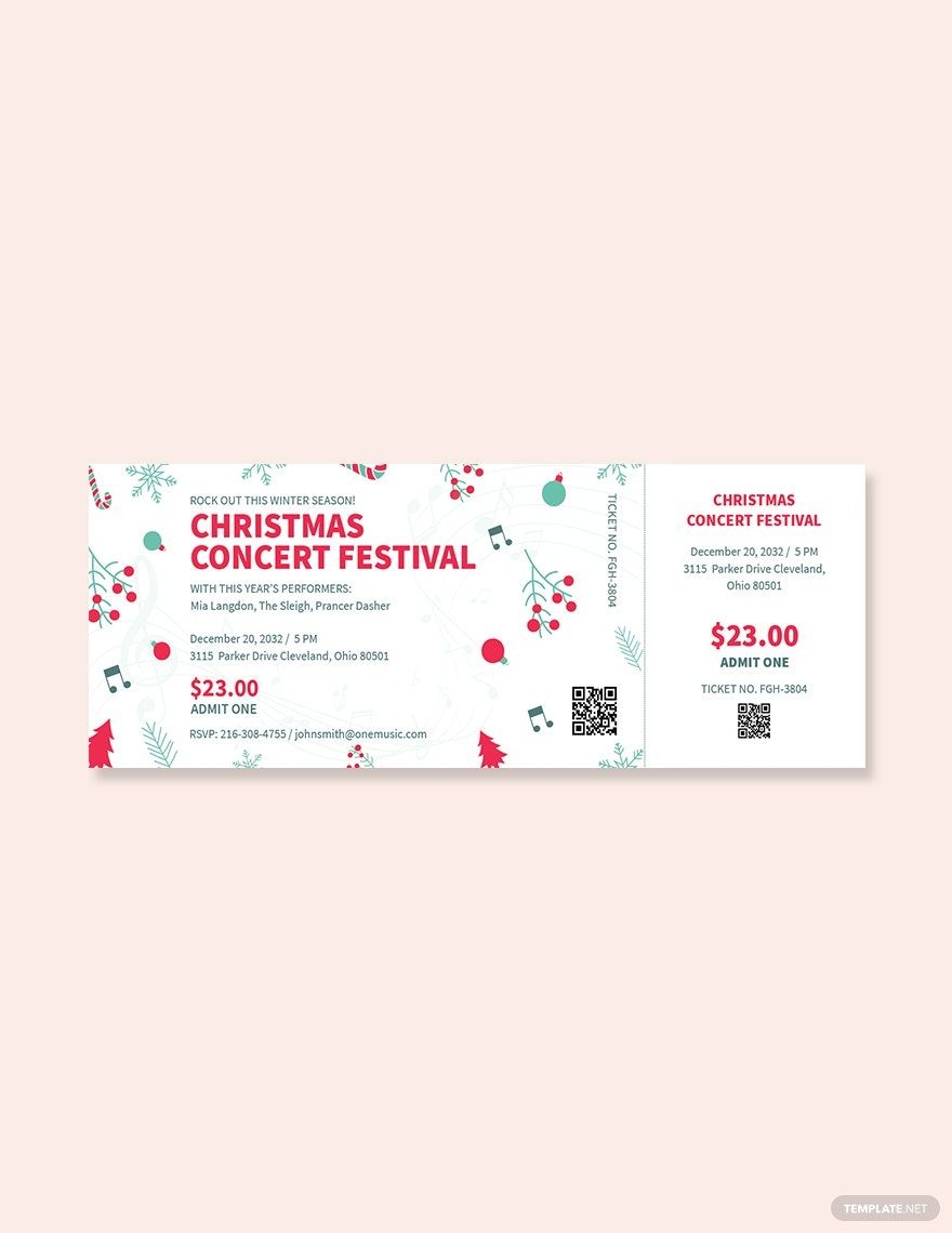 Christmas Concert Ticket Template In Illustrator PSD Download Template 