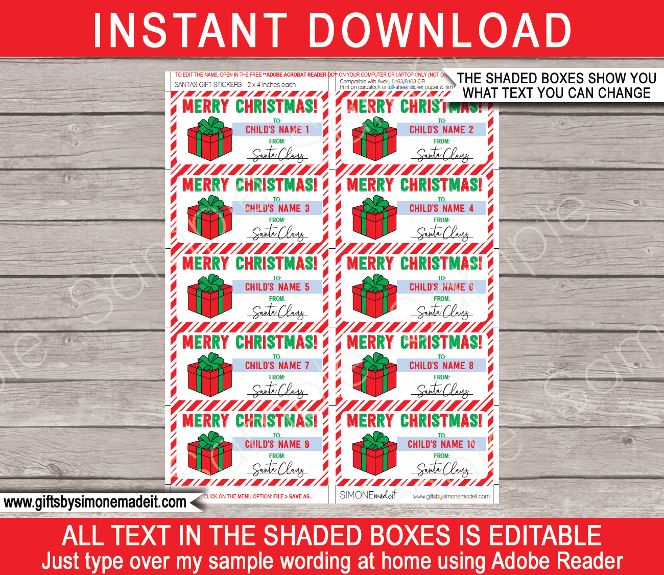 Christmas Gift Stickers Template Printable Gift Tags From Santa Claus