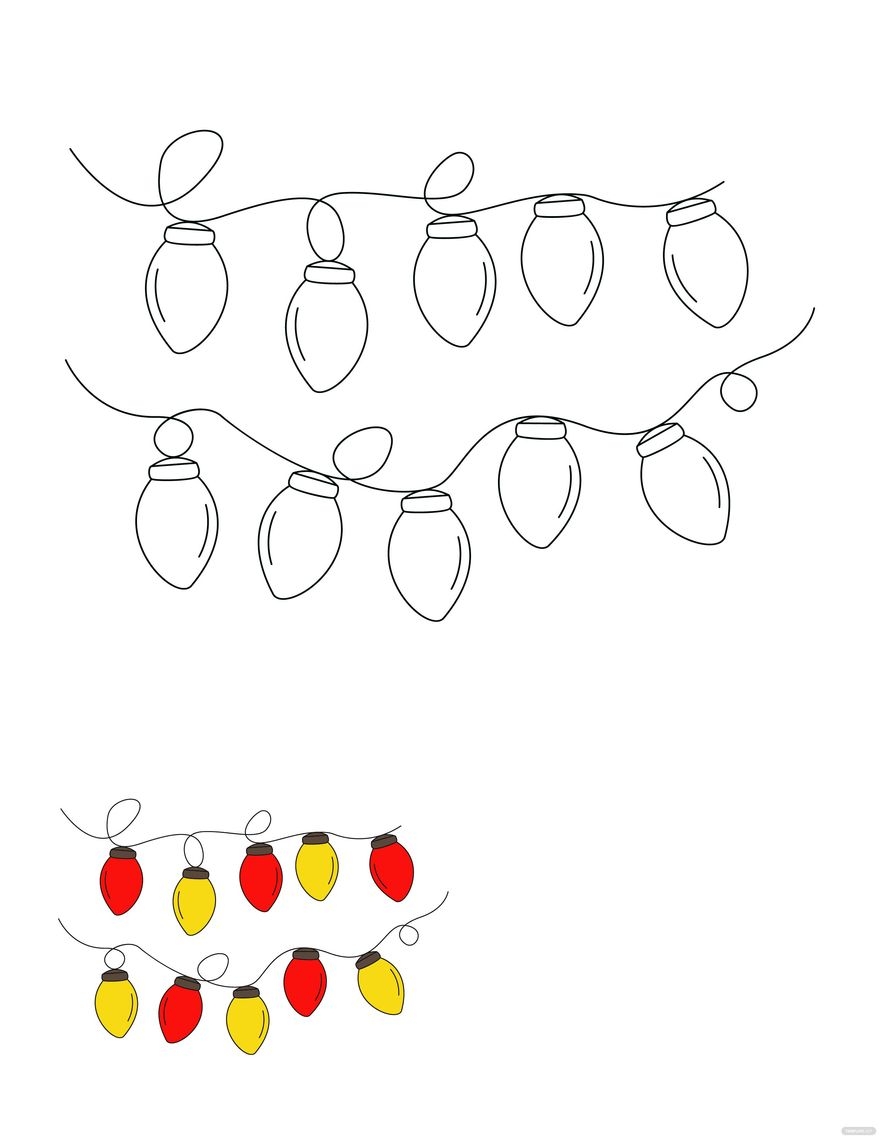 Christmas Lights Coloring Page In PDF JPG Download Template